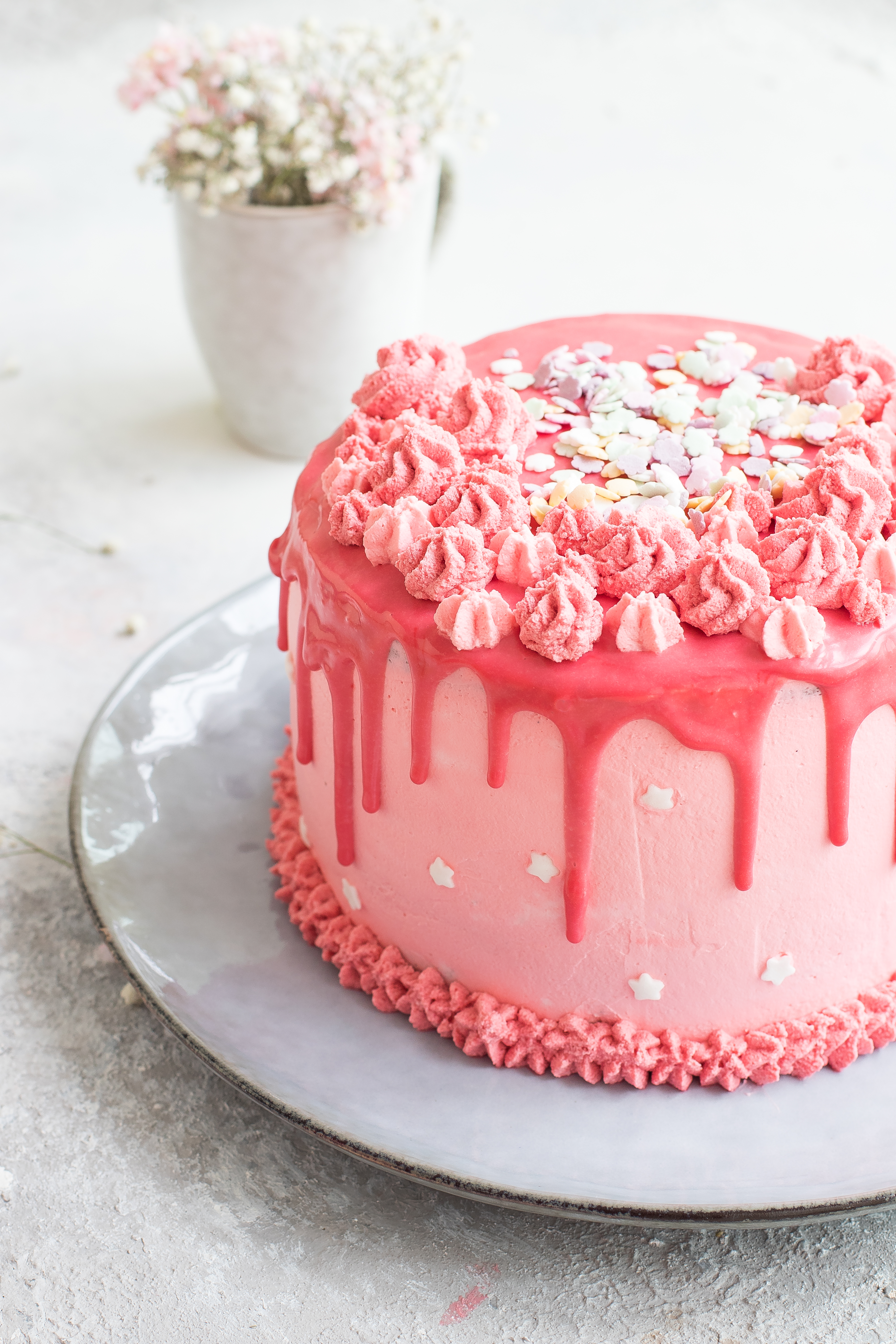 Pink Drip Cake