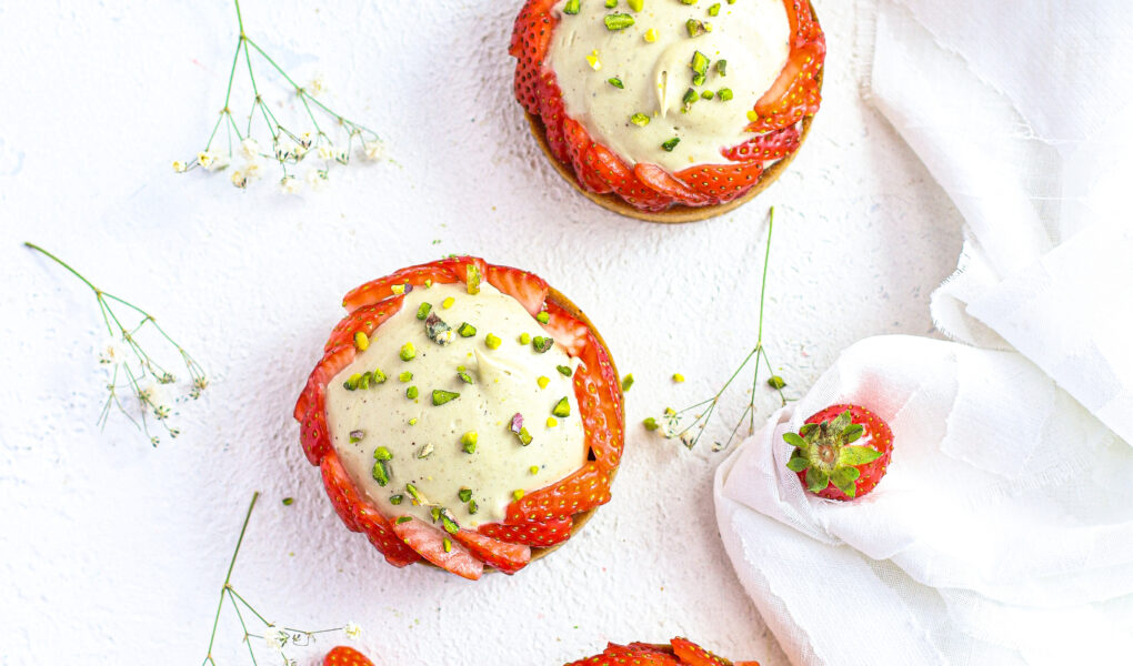 tartellette fragole e pistacchio