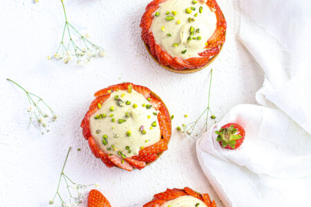 tartellette fragole e pistacchio